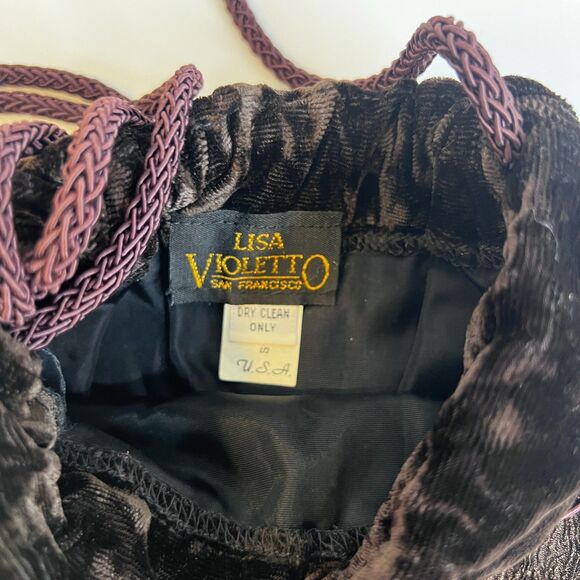Lisa Violetto VTG Brown Velvet Drawstring Evening Cocktail Bag Regency Victorian - Picture 8 of 9